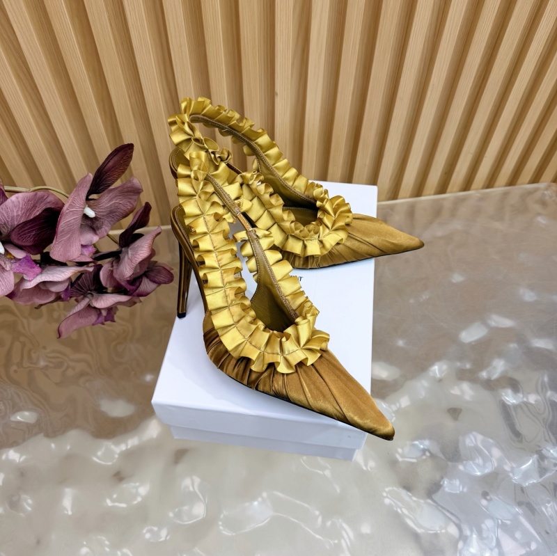 Женские босоножки на каблуке с оборками Saint Laurent