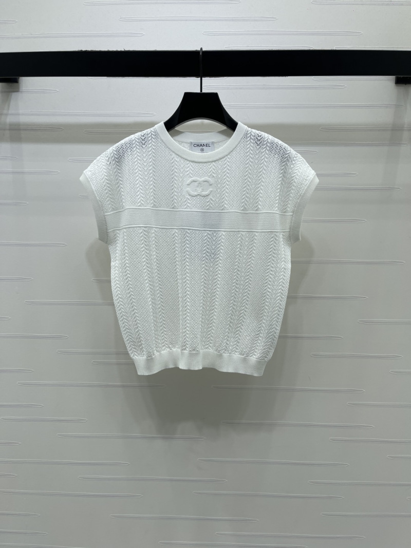 Женский вязаный топ с круглым вырезом Chanel