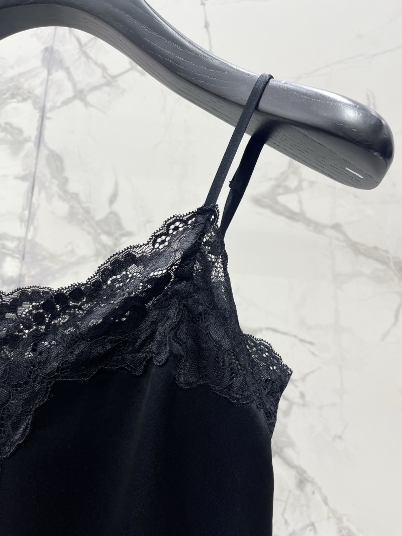 Топ женский с кружевной отделкой черный Saint Laurent