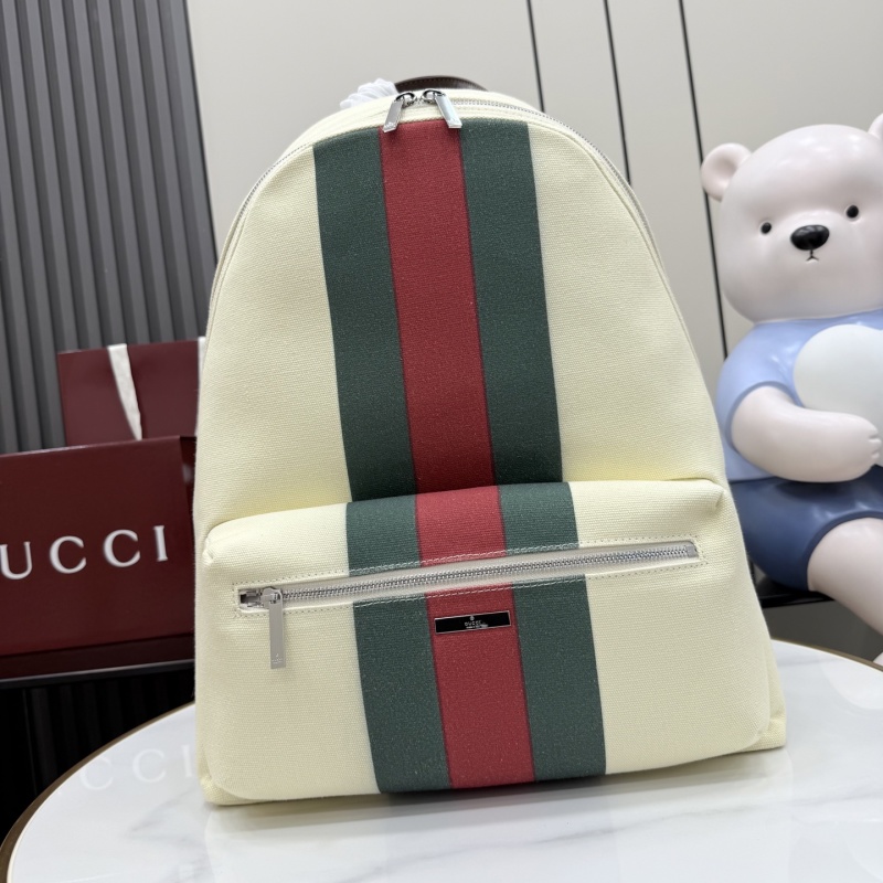 Рюкзак Gucci кремовый с красно-зелеными полосами