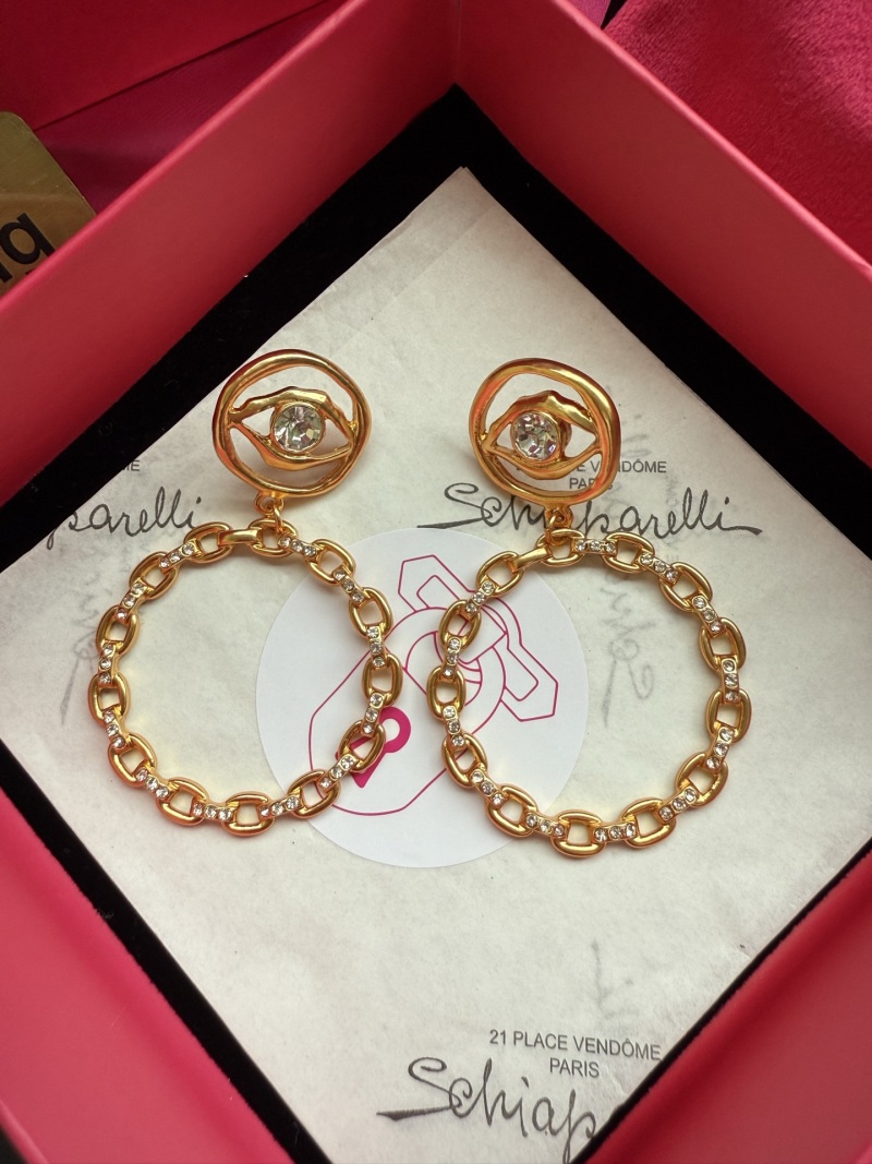 Серьги с глазом и цепочкой Schiaparelli