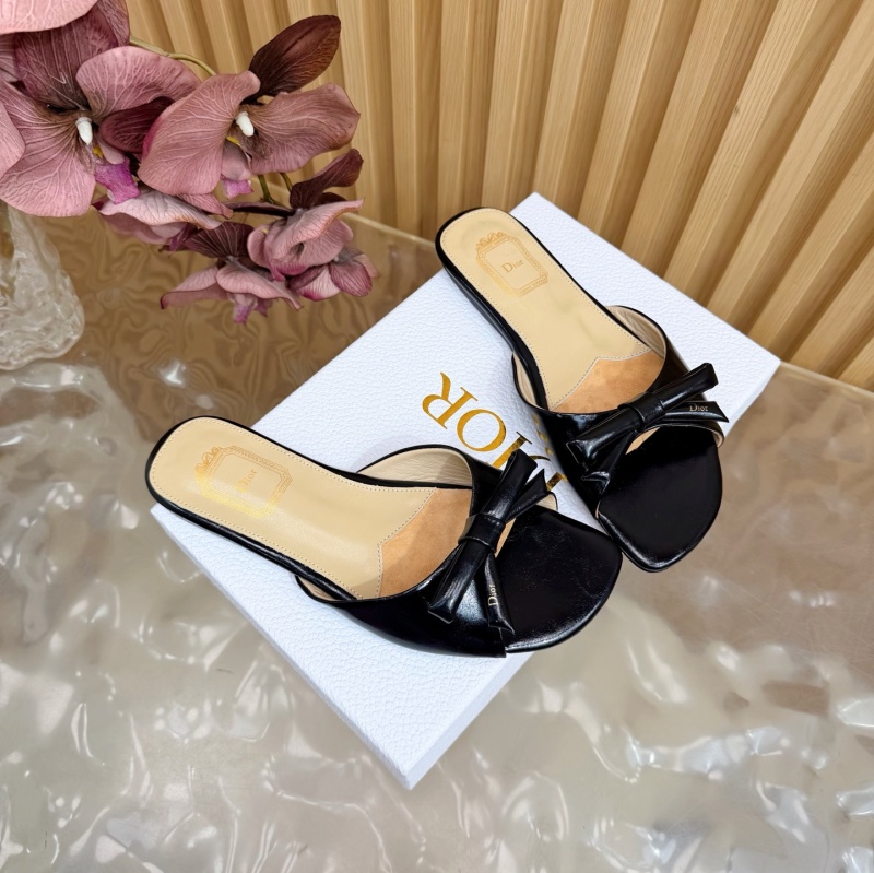 Женские балетки с бантом из натуральной кожи Dior