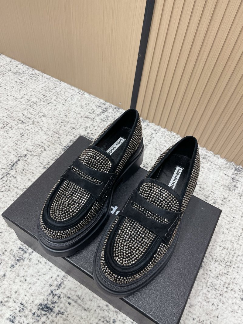 Лоферы женские черные со стразами Alexander Wang