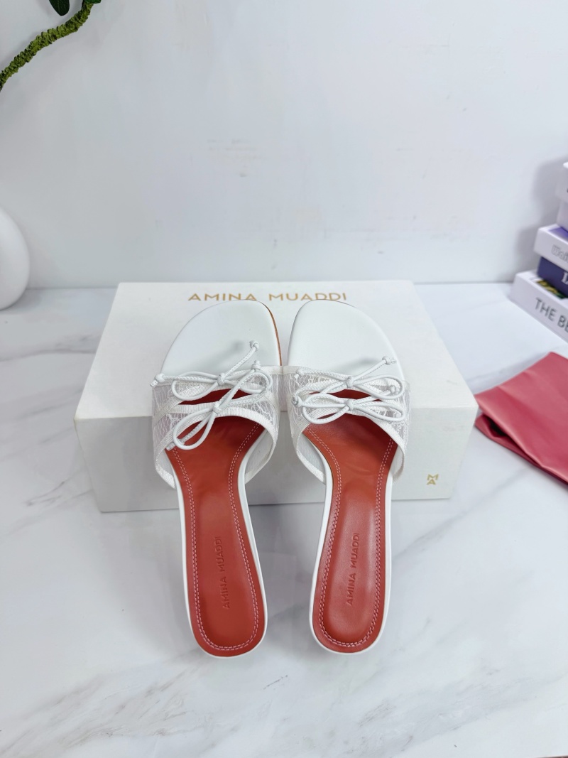Белые женские мюли с лентой и декоративным узлом Amina Muaddi
