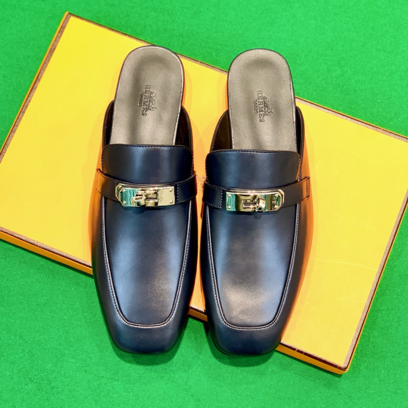 Мужские кожаные лоферы с металлической пряжкой Hermès
