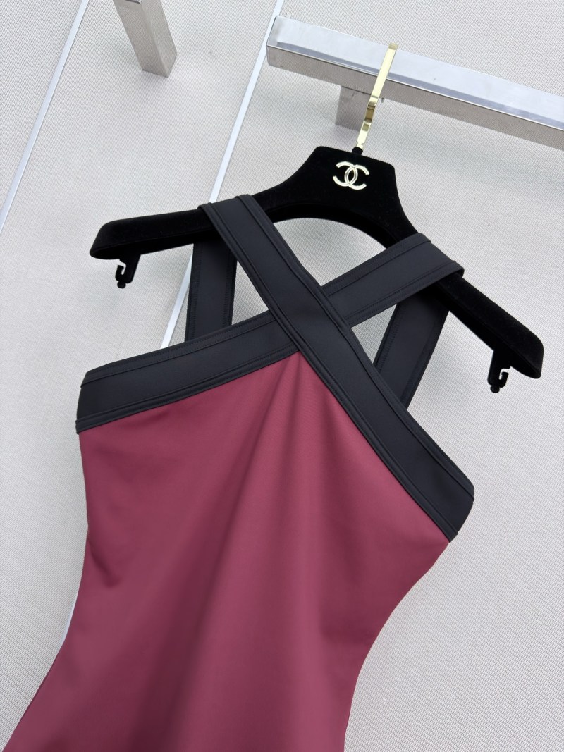 Женский сплошной купальник с крестообразным декором Chanel