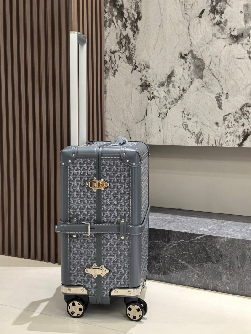 Жесткий чемодан для путешествий серый ручной работы Goyard