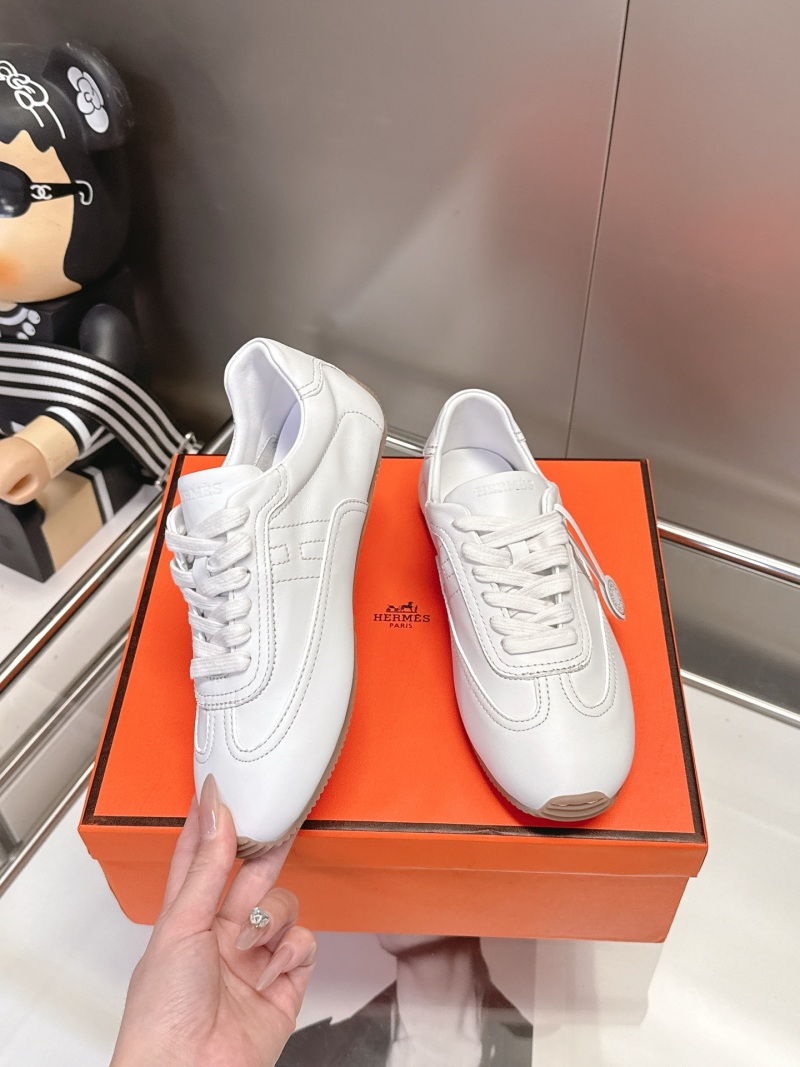 Белые кожаные кроссовки Hermès