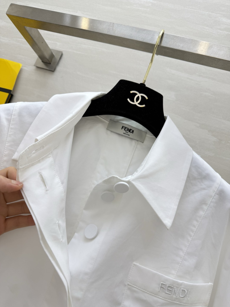 Белая рубашка Fendi с короткими рукавами