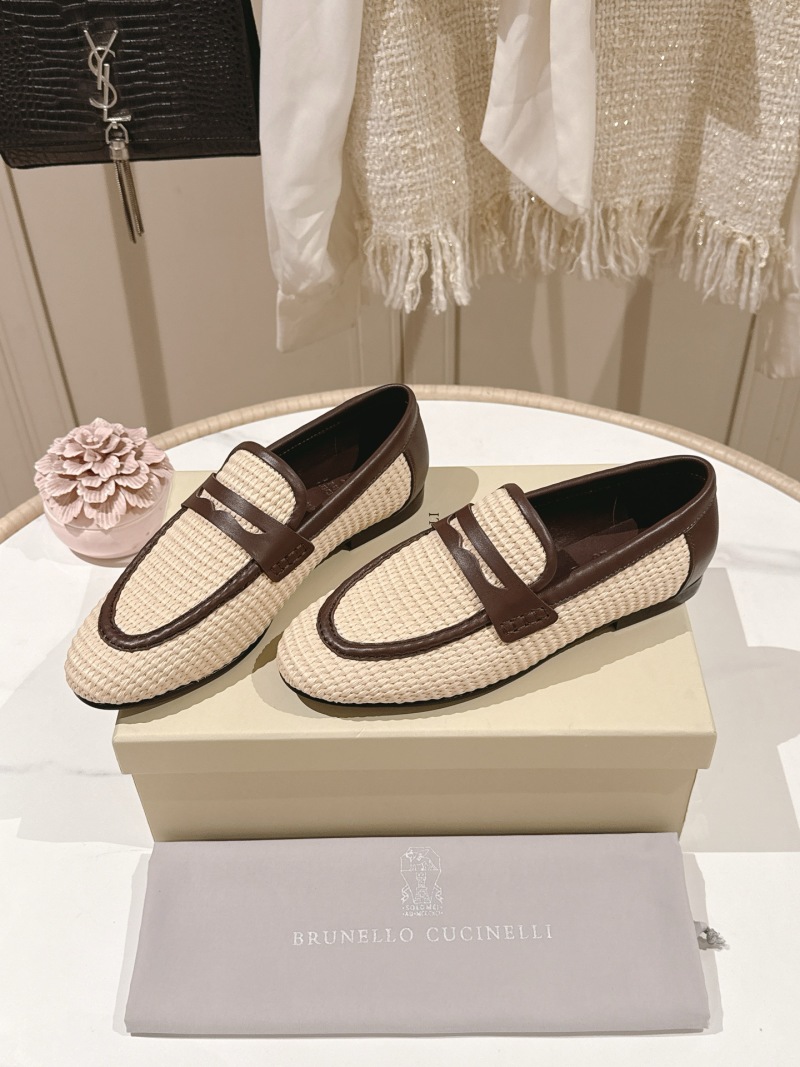 Женские лоферы Brunello Cucinelli плетеные с декором