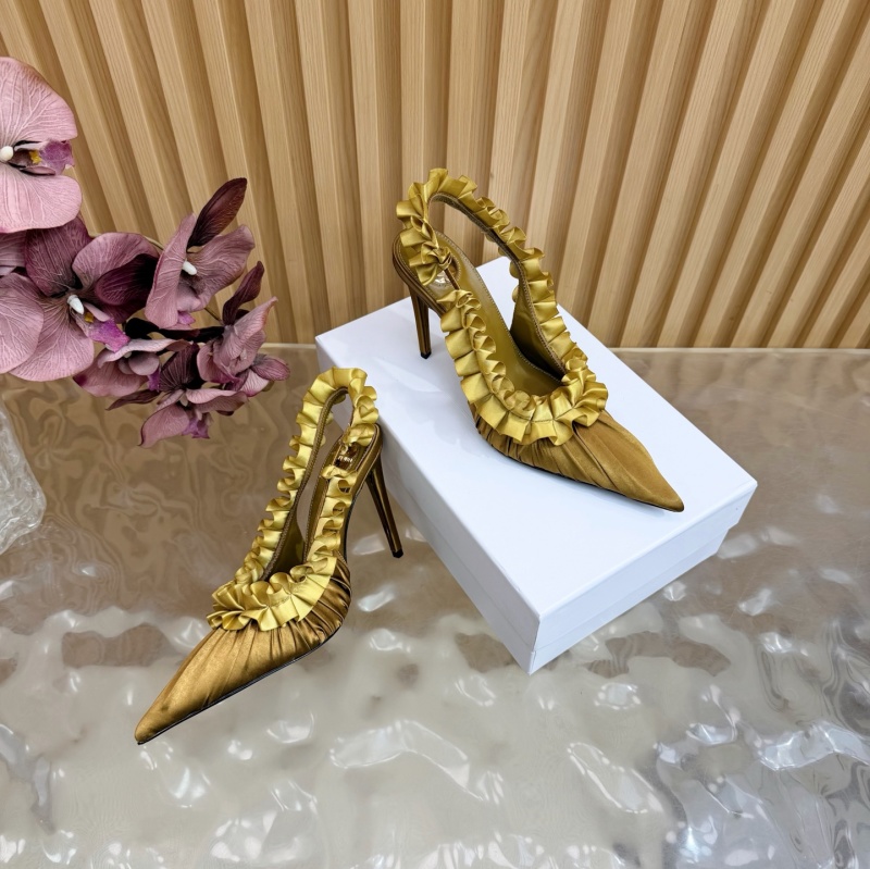 Женские босоножки на каблуке с оборками Saint Laurent