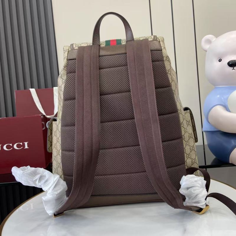 Рюкзак Gucci с монограммой и красно-зеленой полосо