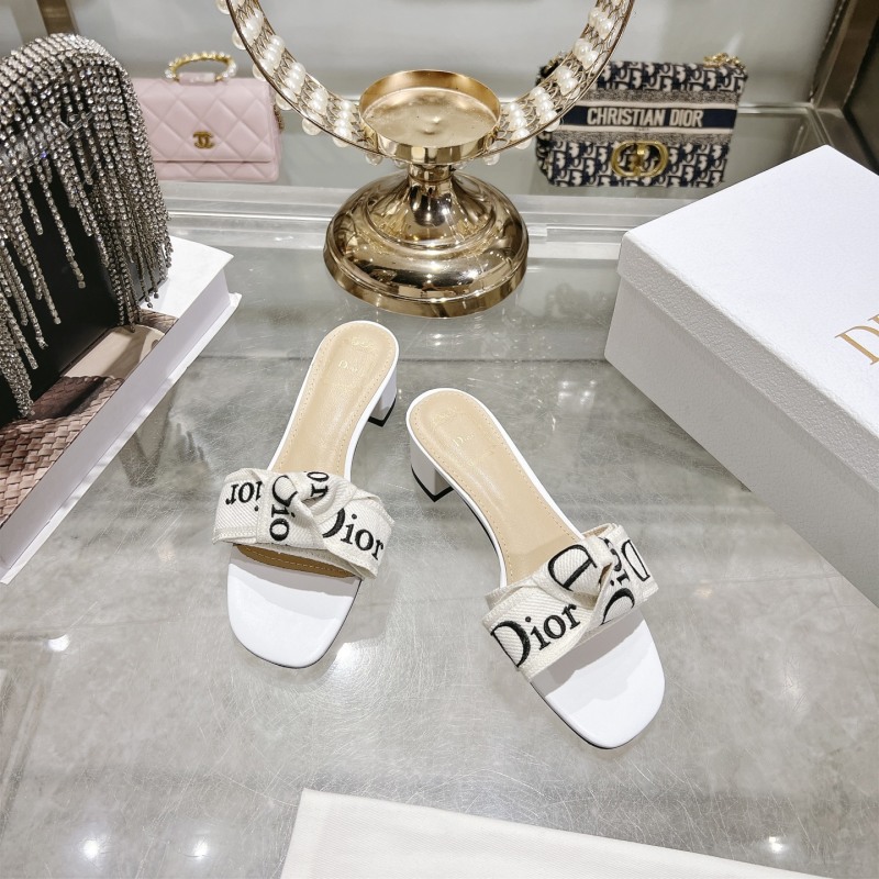Женские сабо Dior, белый с буквенным принтом