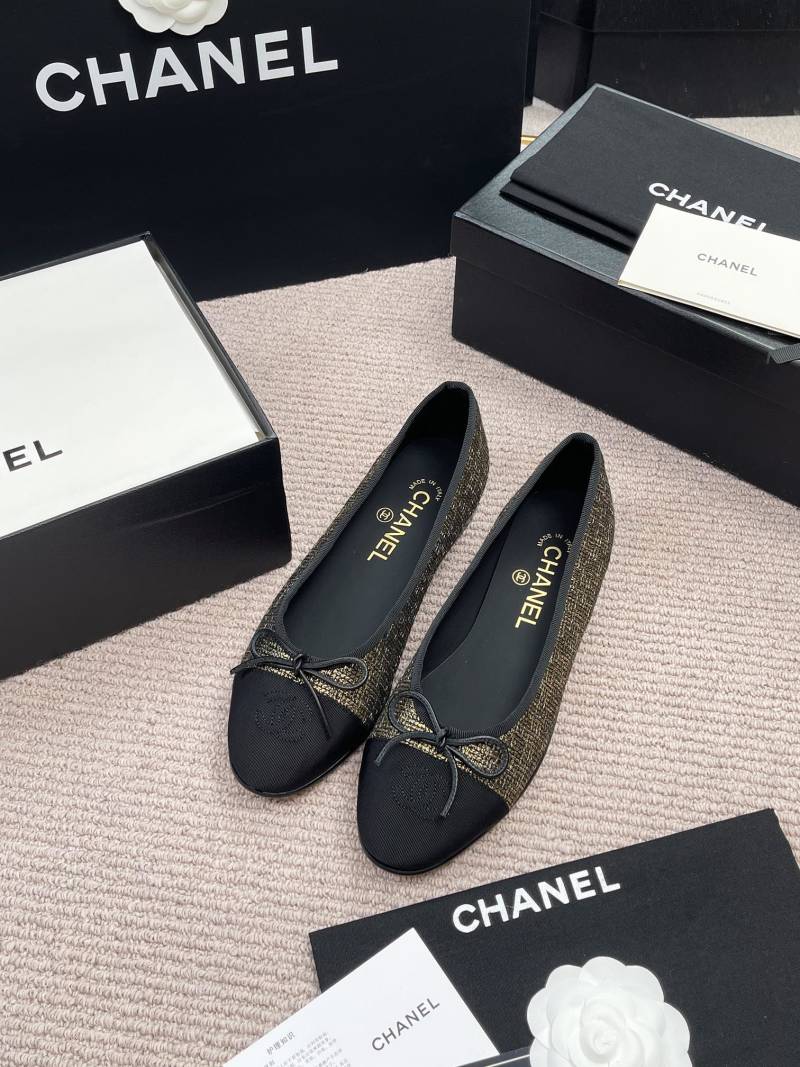 Балетки Chanel с декоративным твидом