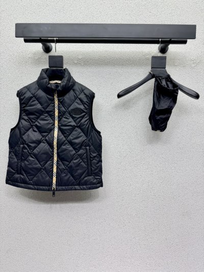 Кожаный жилет Burberry с клетчатой молнией