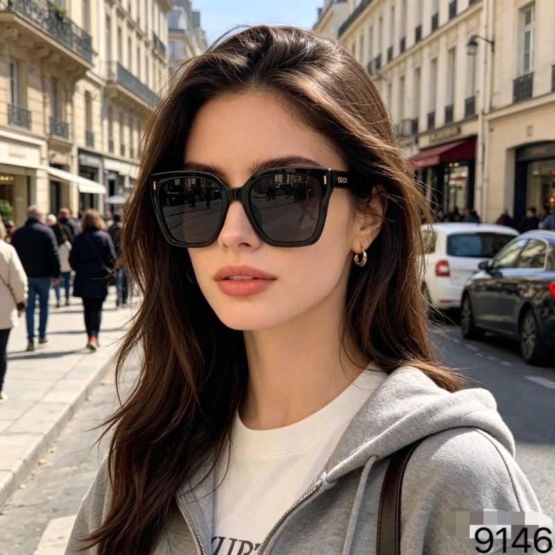Женские солнцезащитные очки в черной оправе Gucci
