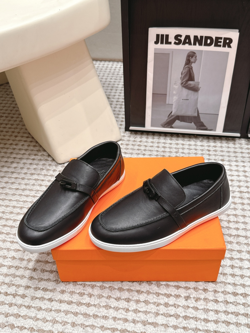 Кожаные мокасины на шнуровке с пряжкой Hermès