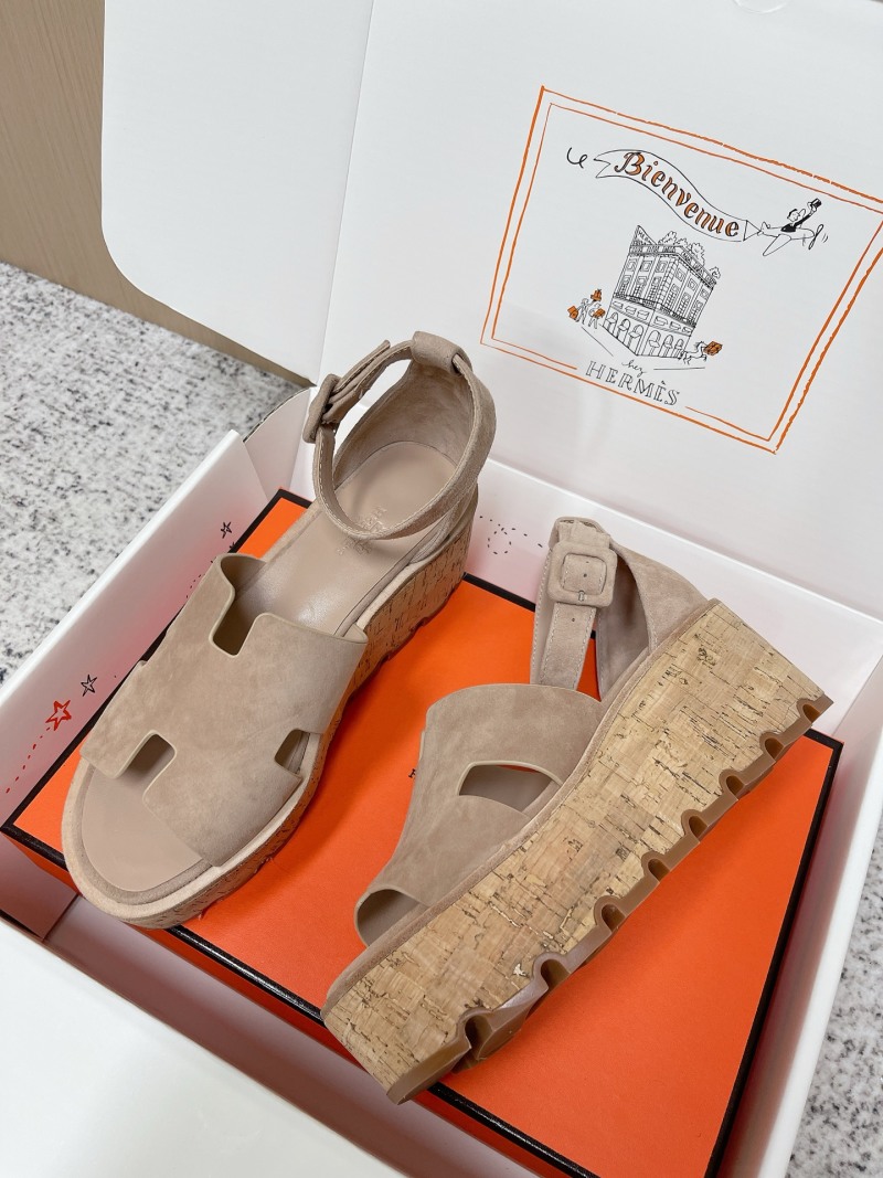 Женские замшевые босоножки H-образного силуэта Hermès