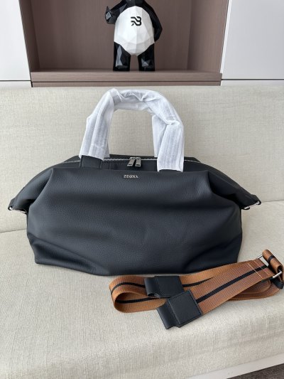 Дорожная сумка Zegna из натуральной кожи, черный