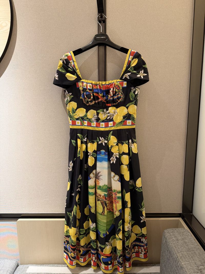 Повседневное платье с принтом лимонов Dolce & Gabbana