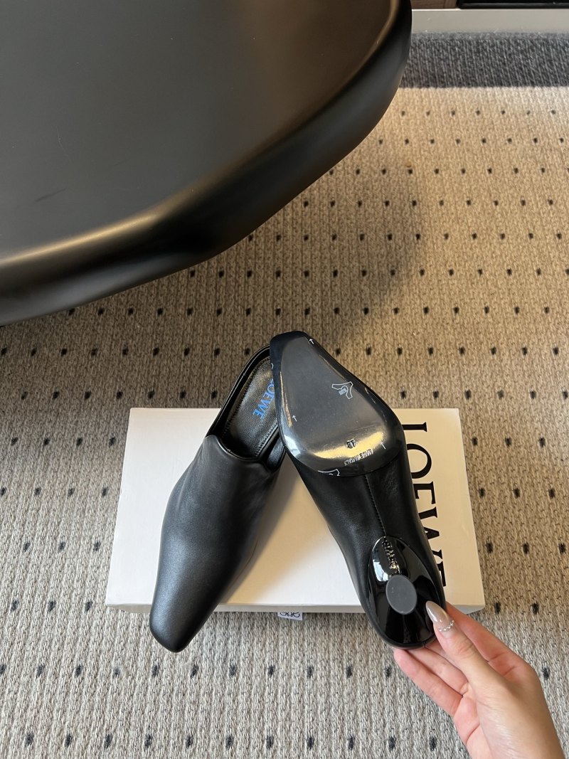 Мюли Loewe черные кожаные с квадратным носком