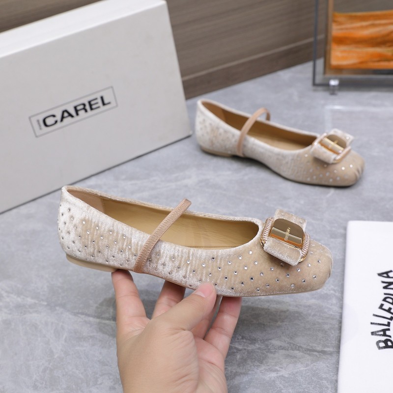 Балетки с бантом и кристаллами Ferragamo