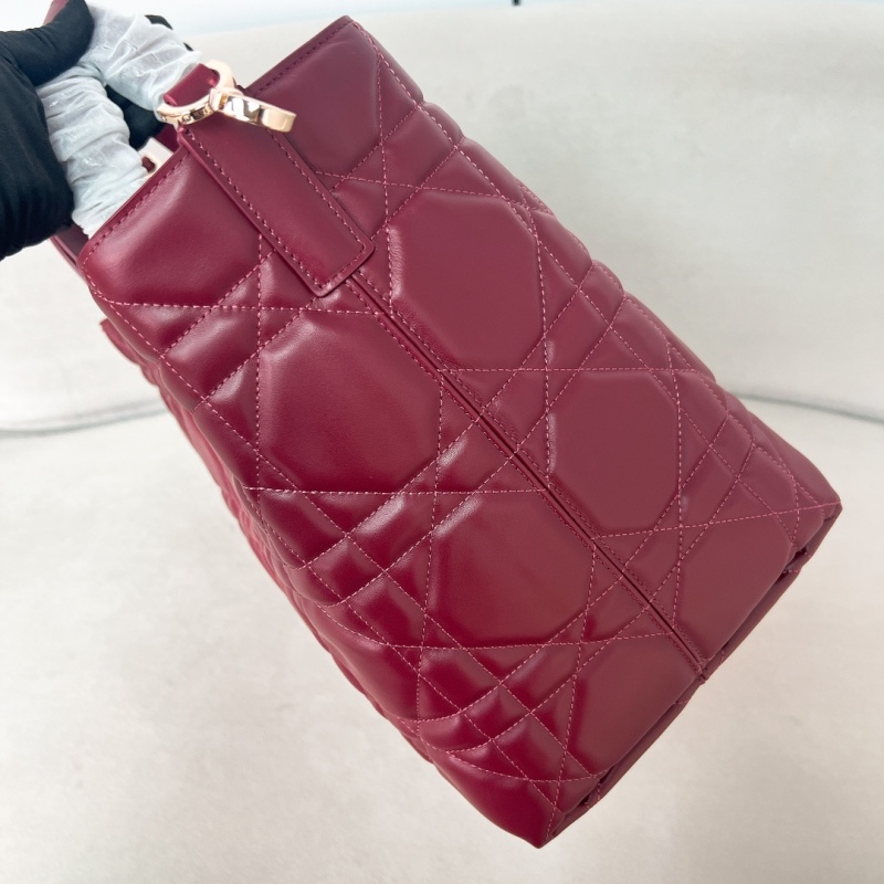Сумка женская Dior большая стеганая бордовая