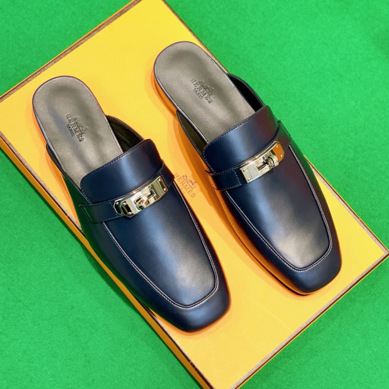 Мужские кожаные лоферы с металлической пряжкой Hermès
