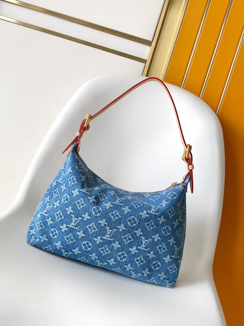 Сумка женская джинсовая с монограммой и желтой отделкой Louis Vuitton