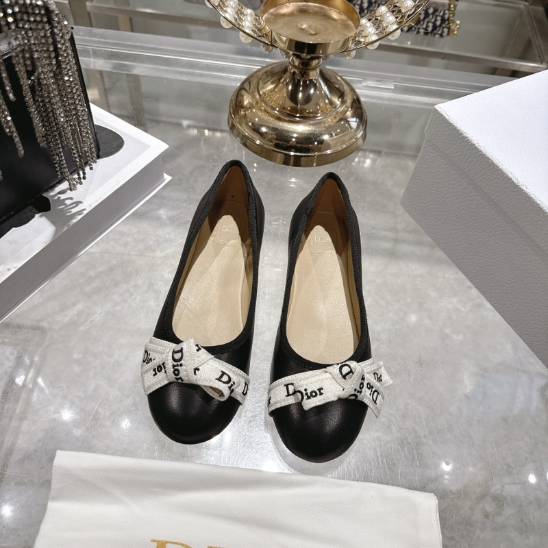 Женские туфли с бантом и логотипом Dior