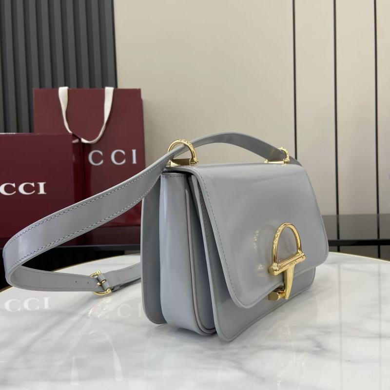 Сумка Gucci серая с замком Horsebit