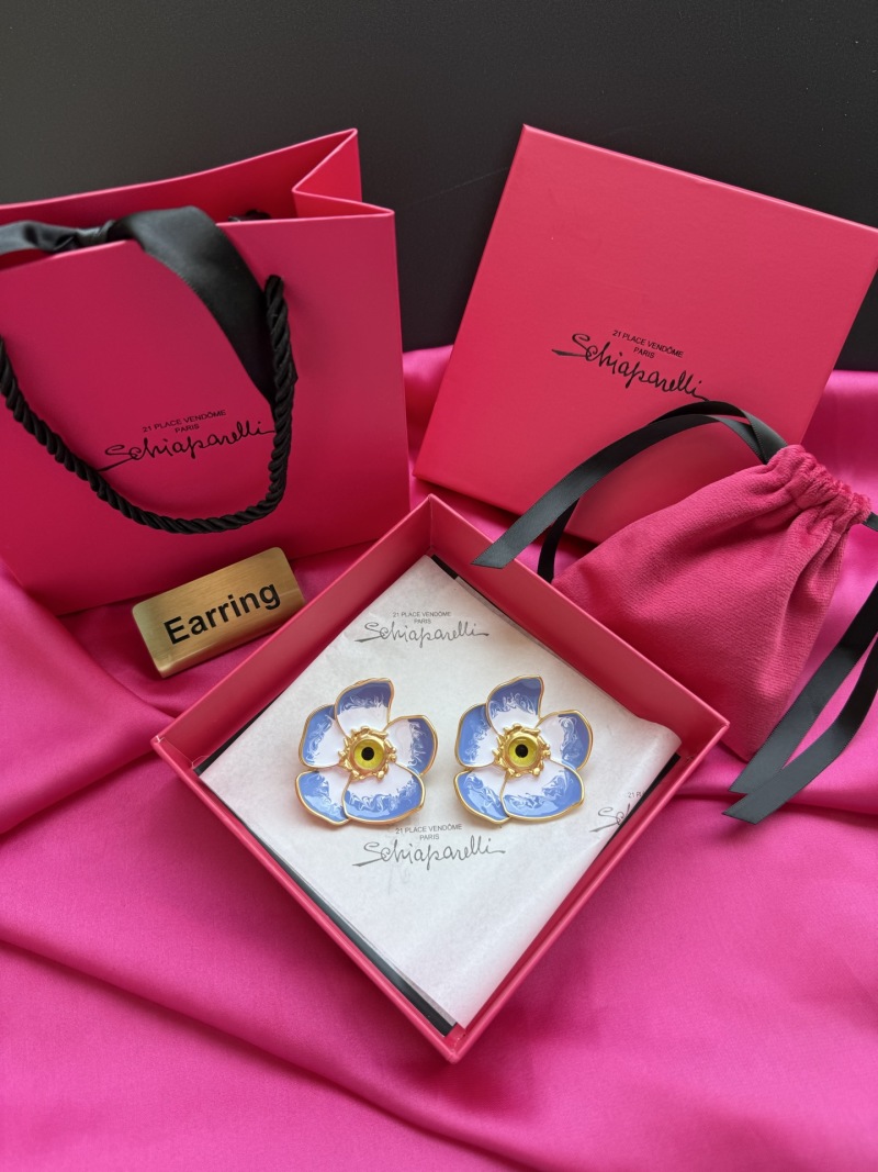 Серьги в виде цветка с эмалью и золотым ободком Schiaparelli