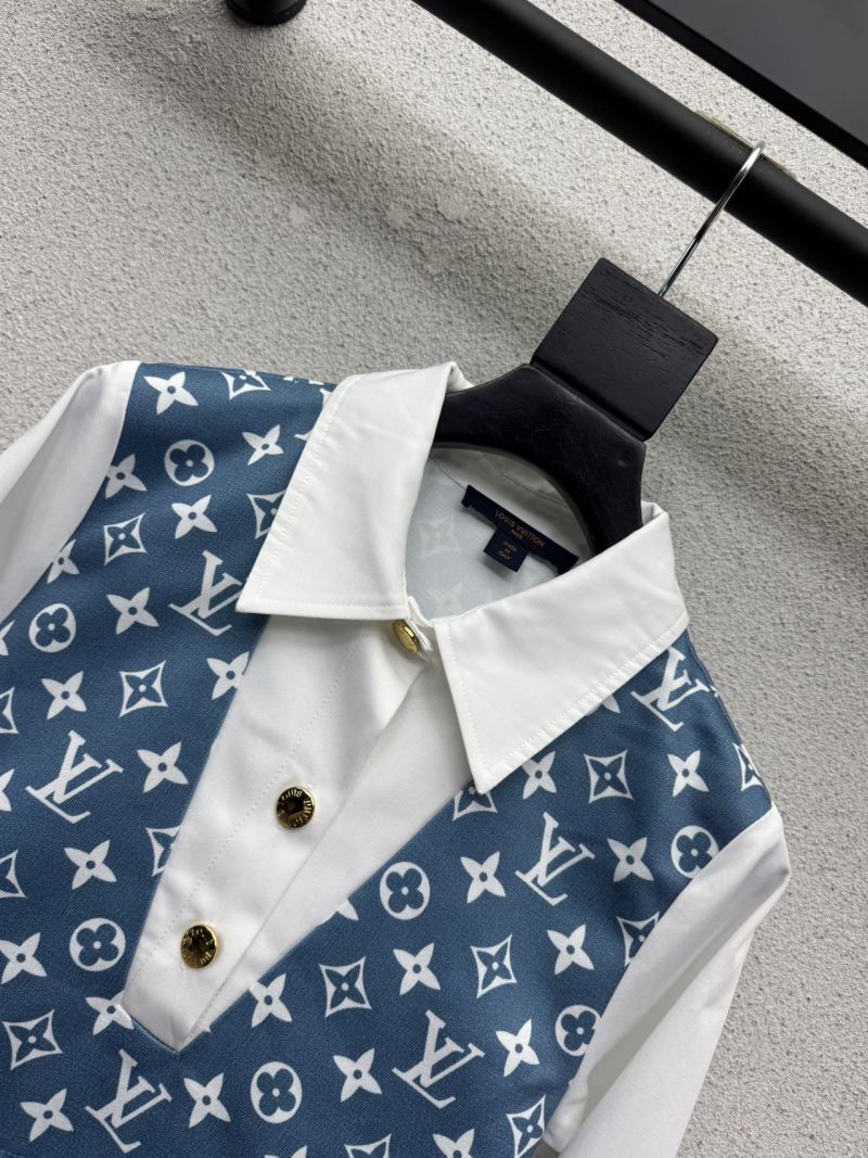 Синий комплект с принтом LV Gucci