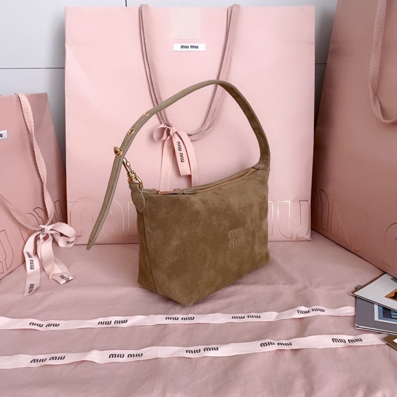 Сумка из замши Мию Мию бежевая Miu Miu