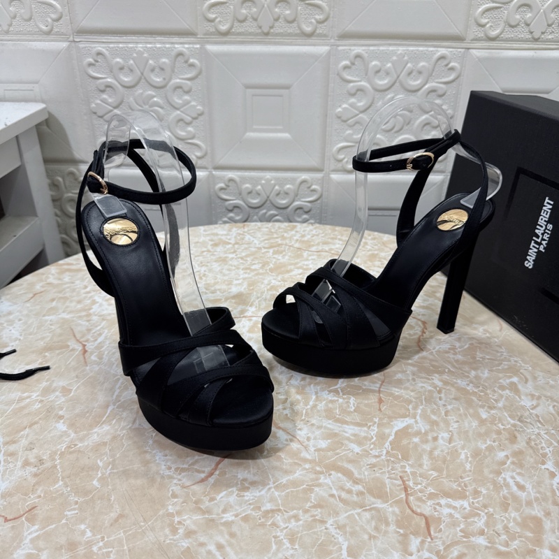 Черные босоножки на высокой платформе Saint Laurent