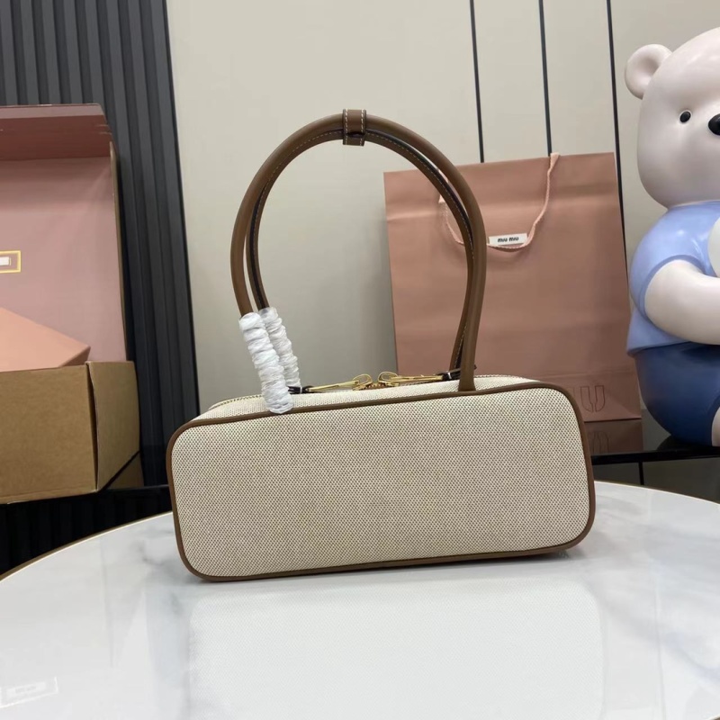 Сумка Miu Miu бежевая с коричневой отделкой