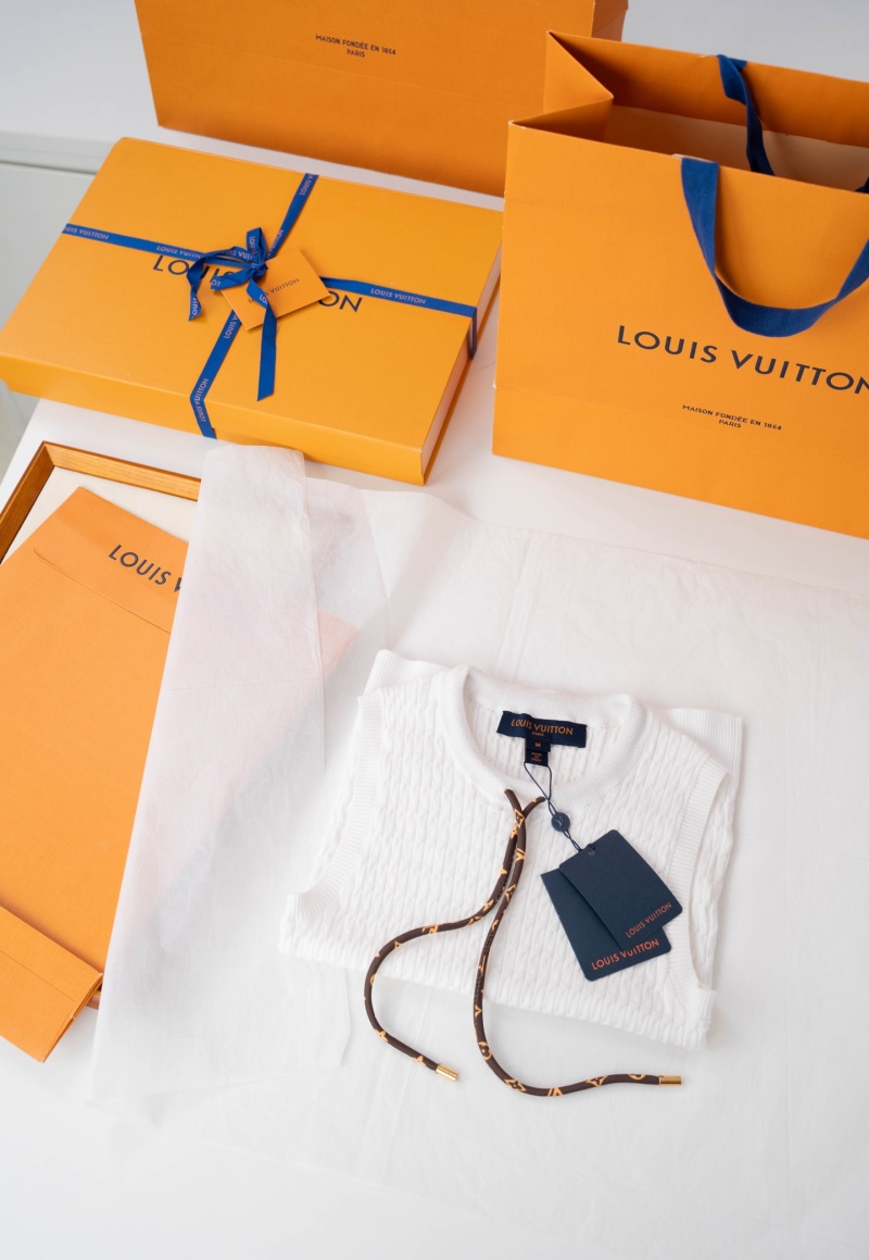 Женский белый вязаный жилет без рукавов с логотипом Louis Vuitton