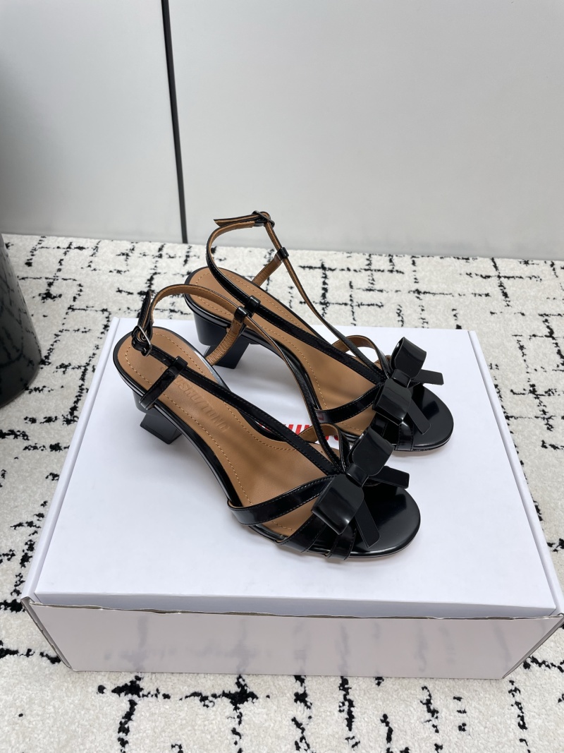 Черные женские туфли-сандалии с бантом Без бренда
