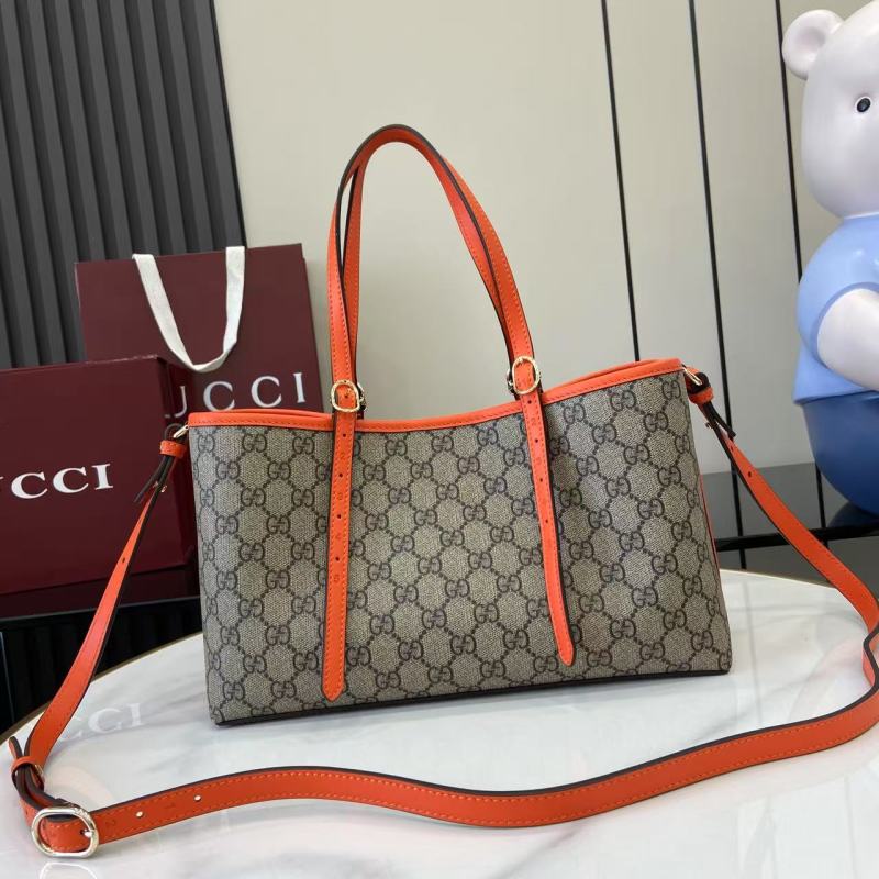 Сумка Gucci с принтом и оранжевыми вставками