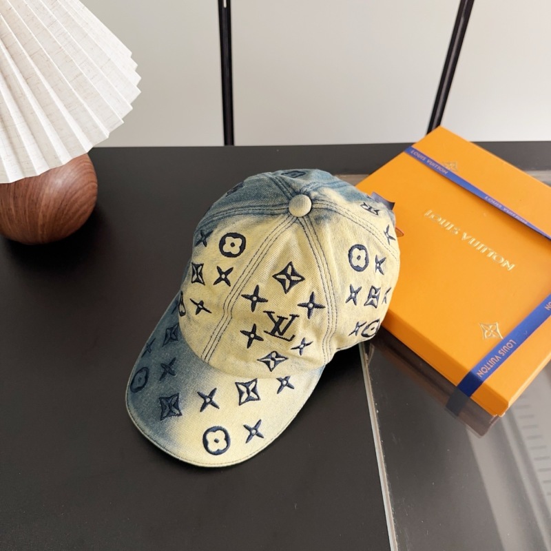 Бейсболка джинсовая с принтом в стиле Louis Vuitton