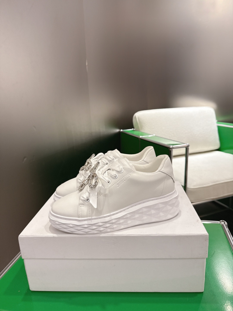Белые женские кроссовки с декоративным бантом Jimmy Choo