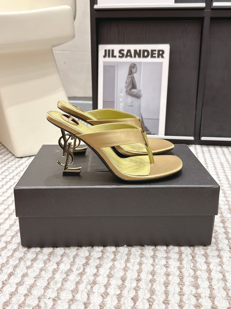 Сандалии Saint Laurent с золотым логотипом