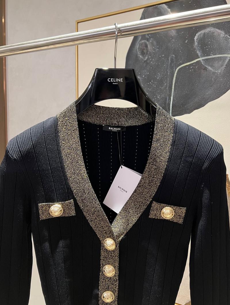 Женский черный кардиган с золотой отделкой Balmain