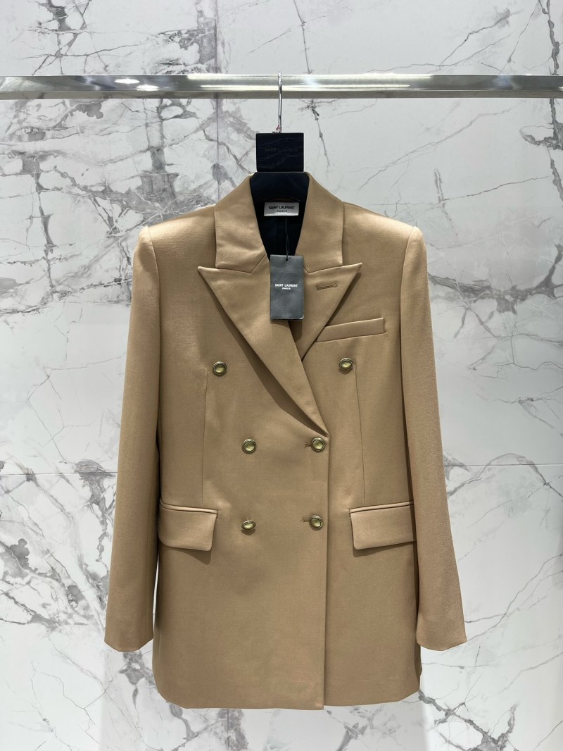 Женский пиджак Saint Laurent бежевый двубортный