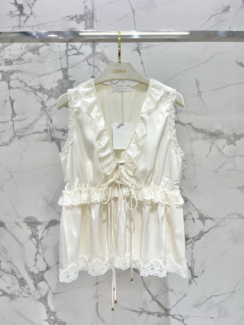 Женская ацетатная блуза с кружевом Chloé