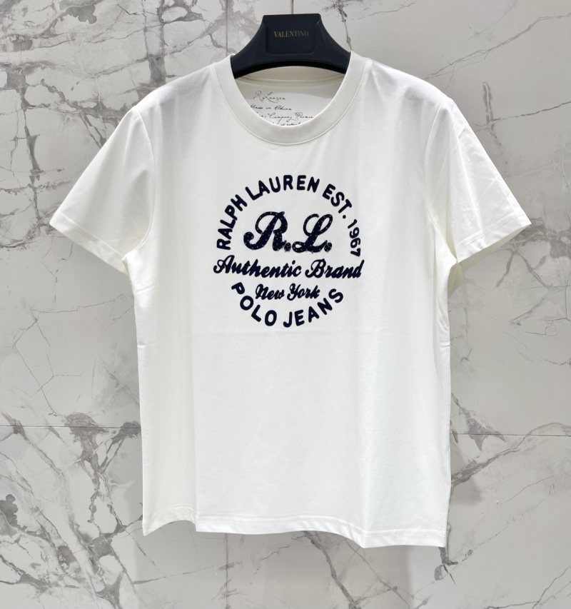 Футболка женская белая с принтом Ralph Lauren