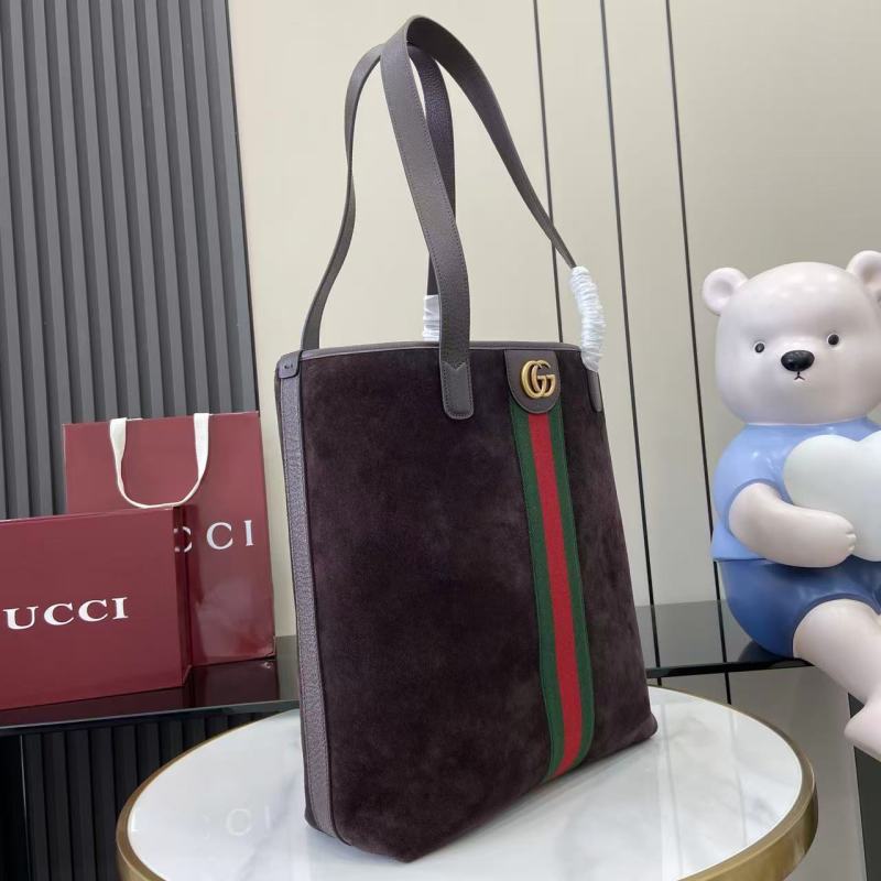 Сумка-тоут Gucci из замши с красно-зеленой полосой