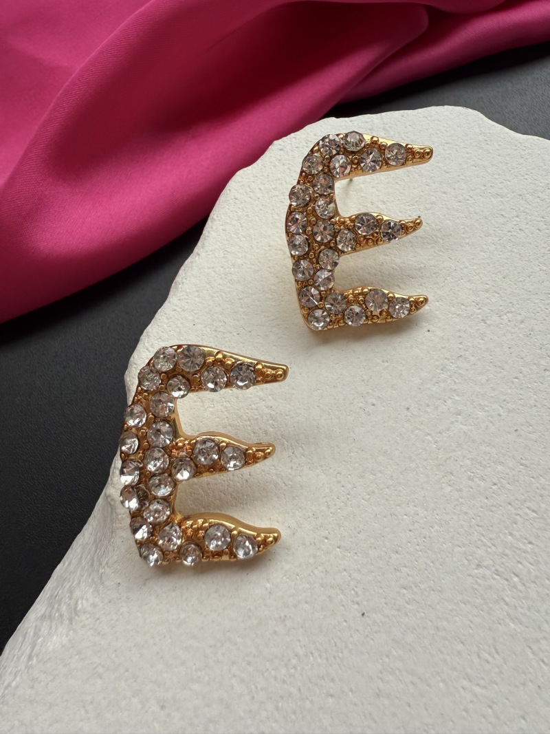 Серьги в виде буквы E с кристаллами Schiaparelli
