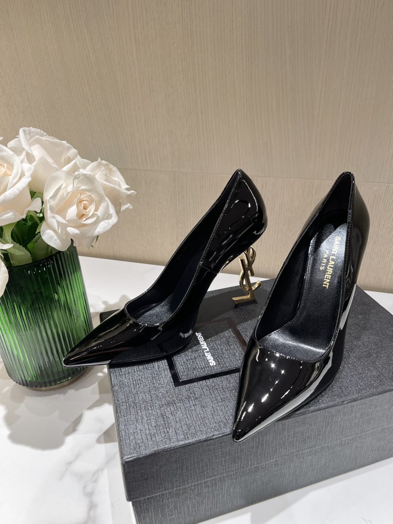 Женские лаковые туфли с каблуком в форме буквы YSL Saint Laurent