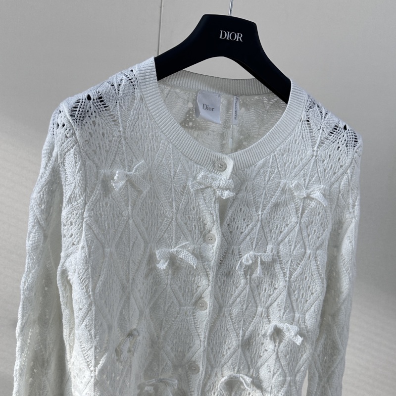 Женский ажурный кардиган с бабочками, белый Dior